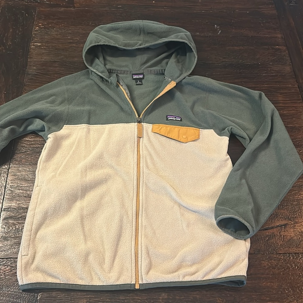 Patagonia Micro D Snap-T Fleece Jacket - Forest Green + Tan with Mustard Details